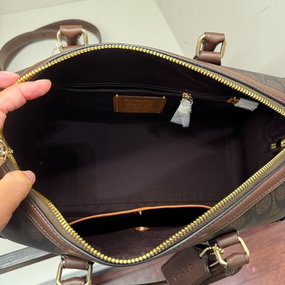 Coach CCE36 Rowan Large Satchel Bag In Signature With Fringe Walnut/maple - Picture 11 of 11